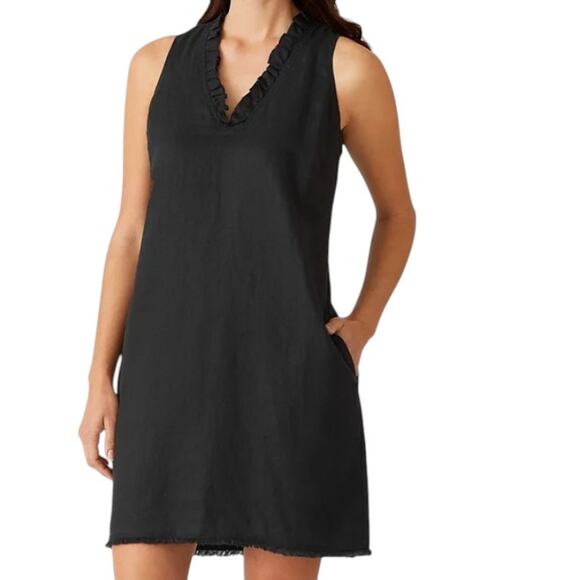 Tommy Bahama Two Palms Linen Shift Dress Black Size Large - Picture 1 of 7